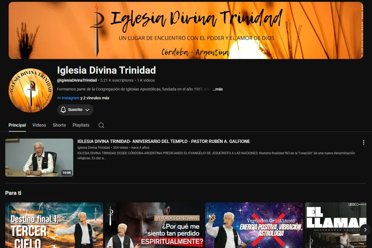 Canal de YouTube de la Iglesia Divina Trinidad